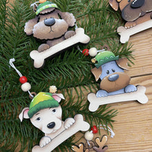 Load image into Gallery viewer, Dog Bone Christmas Ornament File SVG, Glowforge, Santa, Chihuahua, Poodle, Lab, Pitbull, Personalized, Memorial, Pet, LuckyHeartDesignsCo