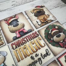 Load image into Gallery viewer, Dog Christmas Interchangeable Leaning Sign File SVG, glowforge Santa, Puppy, Chihuahua, Reindeer, Elf, Tiered Tray, LuckyHeartDesignsCo