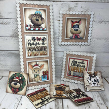 Load image into Gallery viewer, Dog Christmas Interchangeable Leaning Sign File SVG, glowforge Santa, Puppy, Chihuahua, Reindeer, Elf, Tiered Tray, LuckyHeartDesignsCo