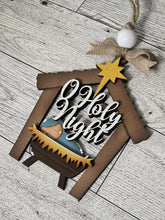 Load image into Gallery viewer, Nativity Jesus Christmas Oval Ornament File SVG, Religious, Silent Night, Mary, Holy Night, Glowforge, LuckyHeartDesignsCo