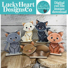 Load image into Gallery viewer, Cat Kitten Standing Set File SVG, Pet, Tiered Tray Glowforge, LuckyHeartDesignsCo