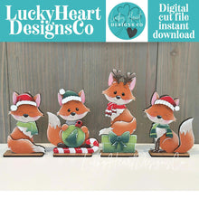 Load image into Gallery viewer, Fox Cute Christmas Standing Set File SVG, Elf, Sweater, Santa, Holiday, Tree, Ornament, Woodland, Tiered Tray Glowforge, LuckyHeartDesignsCo