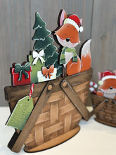 Load image into Gallery viewer, Fox Christmas For The Flower Basket Interchangeable File SVG, TINY Santa Candy Cane Presents Tiered Tray, Glowforge, LuckyHeartDesignsCo
