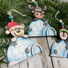 Load image into Gallery viewer, Igloo Winter Ornament File SVG, Santa , Snow, Bear, Moose, Penguin, Snowflakes, Woodland, Christmas, Glowforge, LuckyHeartDesignsCo