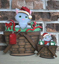 Load image into Gallery viewer, Cat Christmas For The Flower Basket Interchangeable File SVG TINY Kitten Santa Presents Tiered Tray Glowforge, LuckyHeartDesignsCo