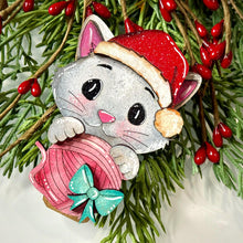 Load image into Gallery viewer, Cat Christmas Mug Hugger File SVG, Glowforge Tiered Tray, Reindeer, Kitten, Rudolph Tray Decor, Holiday, Topper, LuckyHeartDesignsCo