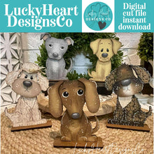 Load image into Gallery viewer, Dog Two Puppy Standing Set File SVG, Pitbull, Poodle, Lab, Golden Retriever, Dachshund, Tiered Tray Glowforge, LuckyHeartDesignsCo