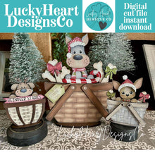 Load image into Gallery viewer, Dog Christmas For The Flower Basket Interchangeable File SVG TINY Puppy Santa Candy Cane Presents Tiered Tray Glowforge, LuckyHeartDesignsCo