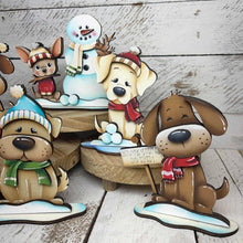 Load image into Gallery viewer, Dog Winter Standing File SVG, Glowforge, Sleigh, Hot Cocoa, Chocolate Snowman Snowmen Bird Puppy Tiered Tray LuckyHeartDesignsCo