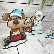 Load image into Gallery viewer, Dog Winter Standing File SVG, Glowforge, Sleigh, Hot Cocoa, Chocolate Snowman Snowmen Bird Puppy Tiered Tray LuckyHeartDesignsCo