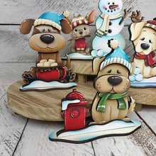 Load image into Gallery viewer, Dog Winter Standing File SVG, Glowforge, Sleigh, Hot Cocoa, Chocolate Snowman Snowmen Bird Puppy Tiered Tray LuckyHeartDesignsCo