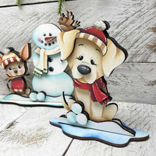 Load image into Gallery viewer, Dog Winter Standing File SVG, Glowforge, Sleigh, Hot Cocoa, Chocolate Snowman Snowmen Bird Puppy Tiered Tray LuckyHeartDesignsCo
