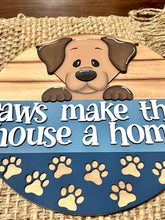 Load image into Gallery viewer, Dog Paws Door Hanger File SVG, Glowforge, Welcome, Puppy, Funny, Sign, Love, Home, LuckyHeartDesignsCo