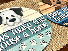Load image into Gallery viewer, Dog Paws Door Hanger File SVG, Glowforge, Welcome, Puppy, Funny, Sign, Love, Home, LuckyHeartDesignsCo