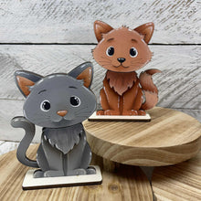 Load image into Gallery viewer, Cat Kitten Standing Set File SVG, Pet, Tiered Tray Glowforge, LuckyHeartDesignsCo