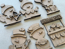 Load image into Gallery viewer, Snowman Valentine Standing File SVG, Balloon, Love, Heart, Mailbox, Snowmen Chocolate Farm, Cupid, Tiered Tray Glowforge LuckyHeartDesignsCo