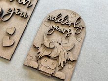 Load image into Gallery viewer, Highland Valentine Tall Arch Sign Interchangeable File SVG, TINY, INSERT only, Cow, Glowforge, Holiday, Tiered Tray LuckyHeartDesignsCo