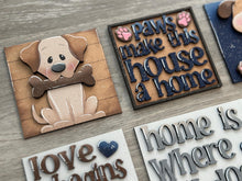 Load image into Gallery viewer, Dog Home Interchangeable Leaning Sign File SVG, Puppy Tiered Tray Glowforge, Chihuahua, Lab, LuckyHeartDesignsCo