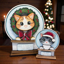 Load image into Gallery viewer, Cat Christmas Snow Globe Interchangeable File SVG, TINY, Kitten, Reindeer, Rudolph, Glowforge, Santa, Tiered Tray LuckyHeartDesignsCo