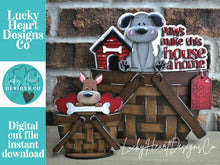 Load image into Gallery viewer, Dog House Home For The Flower Basket Interchangeable (Original and TINY) File SVG, Puppy Tiered Tray, Pets, Glowforge, LuckyHeartDesignsCo