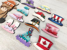 Load image into Gallery viewer, New Animal Hats Interchangeable File SVG, add on Seasonal sign Holiday Highland Christmas, Halloween, Fall, Glowforge, LuckyHeartDesignsCo