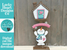 Load image into Gallery viewer, Snowman Valentine for the Birdhouse Interchangeable File SVG, Winter, Love, Seasonal, Holiday Shapes, Glowforge, Laser, LuckyHeartDesignsCo
