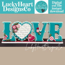 Load image into Gallery viewer, Love Heart Chunky Floral Standing File SVG, Valentine, Flower, Holiday Decor Glowforge, LuckyHeartDesignsCo