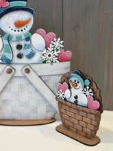 Load image into Gallery viewer, Snowman Valentine For The Flower Basket Interchangeable File SVG, TINY Winter, Snowflake Frosty Tiered Tray, Glowforge, LuckyHeartDesignsCo