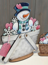 Load image into Gallery viewer, Snowman Valentine For The Flower Basket Interchangeable File SVG, TINY Winter, Snowflake Frosty Tiered Tray, Glowforge, LuckyHeartDesignsCo