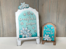 Load image into Gallery viewer, Snowflake Winter Tall Arch Sign Interchangeable File SVG, TINY, INSERT only Snowmen Frosty Glowforge Holiday Tiered Tray LuckyHeartDesignsCo