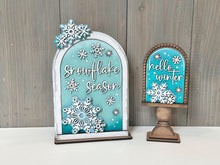 Load image into Gallery viewer, Snowflake Winter Tall Arch Sign Interchangeable File SVG, TINY, INSERT only Snowmen Frosty Glowforge Holiday Tiered Tray LuckyHeartDesignsCo