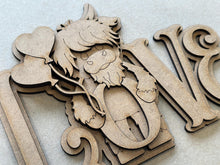 Load image into Gallery viewer, Highland Love Valentine Shelf Sitter Sign File SVG, Balloon, Cow, Love, Heart, Farm, Tiered Tray Glowforge LuckyHeartDesignsCo