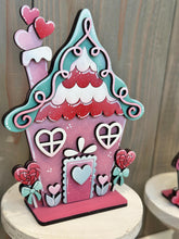 Load image into Gallery viewer, Valentine Candy Standing Houses File SVG, Tiered Tray Decor, Gingerbread, Love Heart, Ice cream, Glowforge, LuckyHeartDesignsCo