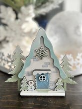 Load image into Gallery viewer, Winter Standing Houses File SVG, Glowforge, Igloo, Penguin, Snowman, Snowflake, Cabin, Ski lodge, LuckyHeartDesignsCO