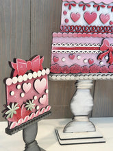 Load image into Gallery viewer, Valentine Cake Stand Interchangeable File SVG, (Cakes ONLY) Bow, Rose, Love, Heart, Glowforge, Holiday, Tiered Tray LuckyHeartDesignsCo