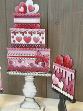 Load image into Gallery viewer, Valentine Cake Stand Interchangeable File SVG, (Cakes ONLY) Bow, Rose, Love, Heart, Glowforge, Holiday, Tiered Tray LuckyHeartDesignsCo