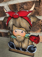 Load image into Gallery viewer, Highland Rose Valentine Standing Cow File SVG, Love, Heart, Farm, Tiered Tray Glowforge LuckyHeartDesignsCo