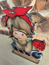 Load image into Gallery viewer, Highland Rose Valentine Standing Cow File SVG, Love, Heart, Farm, Tiered Tray Glowforge LuckyHeartDesignsCo