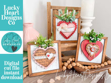 Load image into Gallery viewer, Chunky Heart Flower Vase Squares Sign File SVG, Stems, Mothers Day, Craft, Love, Farmhouse Valentines Glowforge, LuckyHeartDesignsCo
