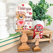 Load image into Gallery viewer, Bear Valentine Tall Arch Sign Interchangeable File SVG, TINY, INSERT only, Woodland, Glowforge, Holiday, Tiered Tray LuckyHeartDesignsCo