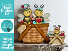 Load image into Gallery viewer, Bee Valentine Buzz For The Flower Basket Interchangeable File SVG, TINY, Floral, Honey, Bumble, Tiered Tray, Glowforge, LuckyHeartDesignsCo