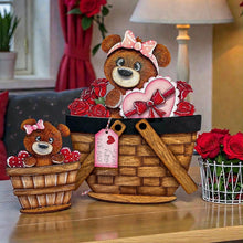 Load image into Gallery viewer, Bear Valentine For The Flower Basket Interchangeable File SVG, Heart Love, TINY Rose, Flower Candy Tiered Tray Glowforge LuckyHeartDesignsCo