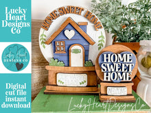 Load image into Gallery viewer, Home Sweet Home Snow Globe Interchangeable File SVG, TINY Glowforge, House, House Warming Heart Personalized Tiered Tray LuckyHeartDesignsCo