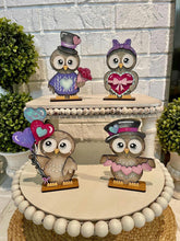 Load image into Gallery viewer, Owl Valentines Standing File SVG, Glowforge, Love, Heart, Balloon, Candy, Rose, Flower, Bird, LuckyHeartDesignsCo