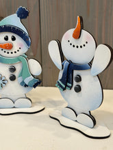 Load image into Gallery viewer, Snowman Chubby Feet Winter Standing File SVG, Glowforge, Skiing, Hot Cocoa, Chocolate Snowmen, Winter Tiered Tray LuckyHeartDesignsCo