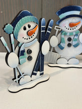 Load image into Gallery viewer, Snowman Chubby Feet Winter Standing File SVG, Glowforge, Skiing, Hot Cocoa, Chocolate Snowmen, Winter Tiered Tray LuckyHeartDesignsCo