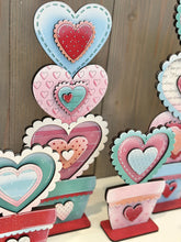 Load image into Gallery viewer, Stacking Chunky Hearts Standing Valentines File SVG, Glowforge, Love, Flower Pot, LuckyHeartDesignsCo