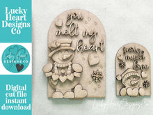 Load image into Gallery viewer, Snowman Valentine Tall Arch Sign Interchangeable File SVG, TINY INSERT only Snowmen Frosty Glowforge Holiday Tiered Tray LuckyHeartDesignsCo