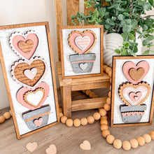 Load image into Gallery viewer, Stacking Chunky Heart Valentines Sign Trio File SVG, Glowforge, Plant, Pot, Love, Hearts, Valentine, LuckyHeartDesignsCo