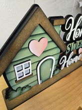 Load image into Gallery viewer, Home Sweet Home Love Shelf Sitter Standing Sign File SVG, Glowforge, House, Heart, Personalized, Shelf Sitter, Family LuckyHeartDesignsCo